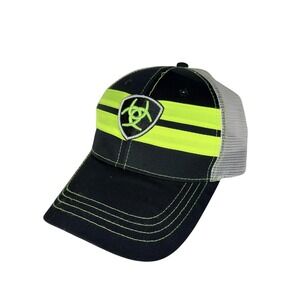 Ariat Hat Cap Snap Back Mens One Size Black Mesh Neon Stripes Western Hi Vis